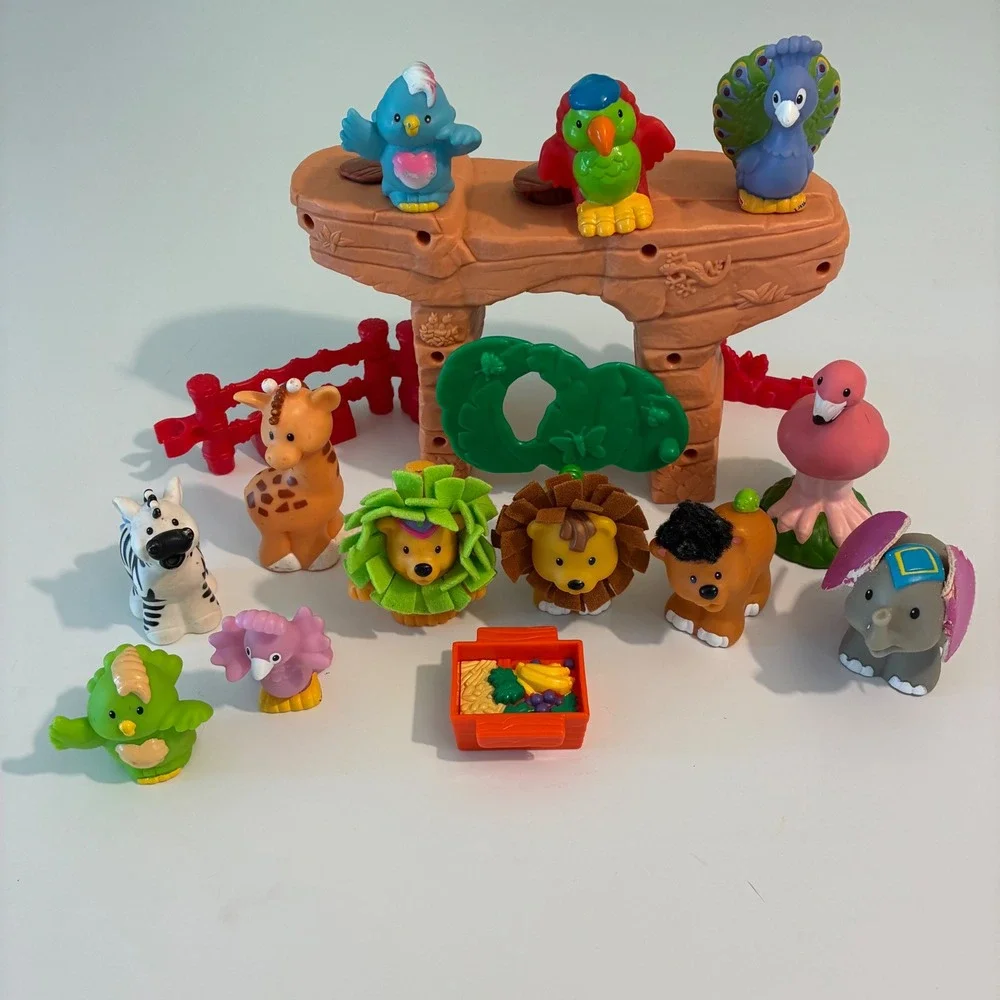 Fisher Price Little People Zoo Animal Safari Lot Lion Giraffe Elephant 14pc 2001